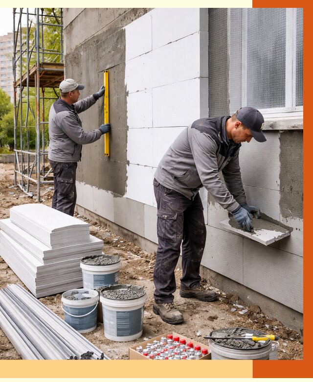 Утепление фасада и стен снаружи в Мегионе от 4379 руб. | ТепломастерМго